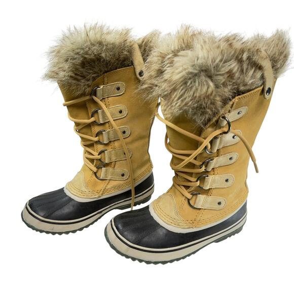 Sorel Joan Of Arctic Warm Winter Boots Waterproof Leather Faux Fur Cuff Size 6 - Picture 1 of 11